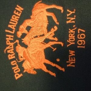 Polo by Ralph Lauren Men's Large 'Duel Match Ponies' #2 Green & Orange
